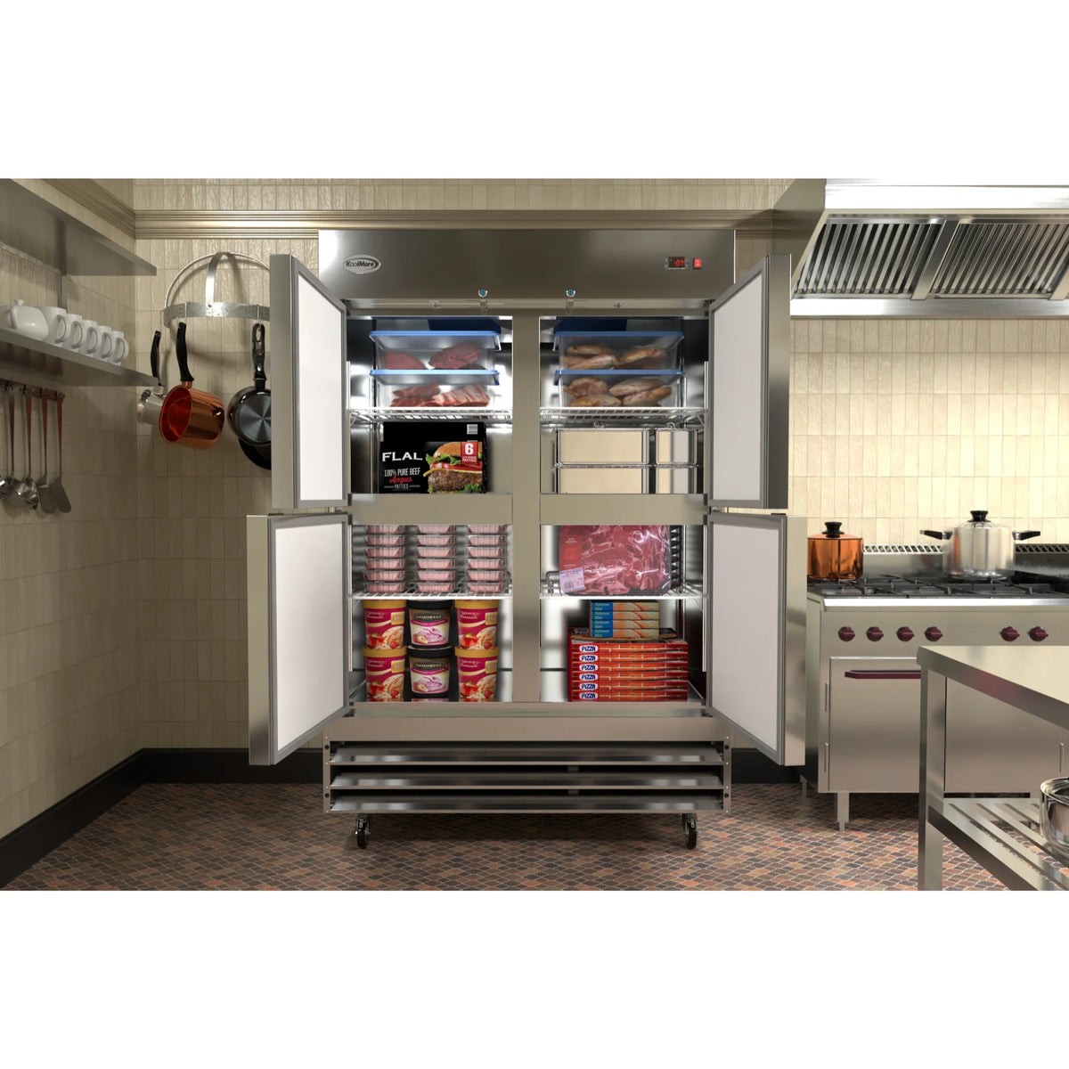54 in. Commercial Stainless Steel Solid Half Door Reach-In Freezer, 47 cu. ft. P9197
