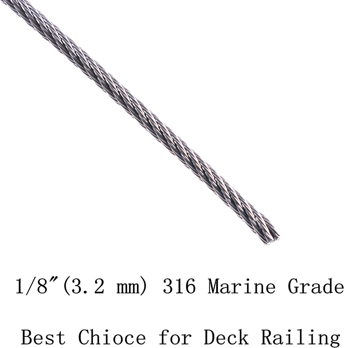 1/8 Stainless Steel Aircraft Wire Rope 500 Feet T 316 Marine Grade Cable Railing Kit M37629