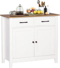 Ivory White Kitchen Sideboard Buffet Storage Cabinet with 2 Drawers P461269