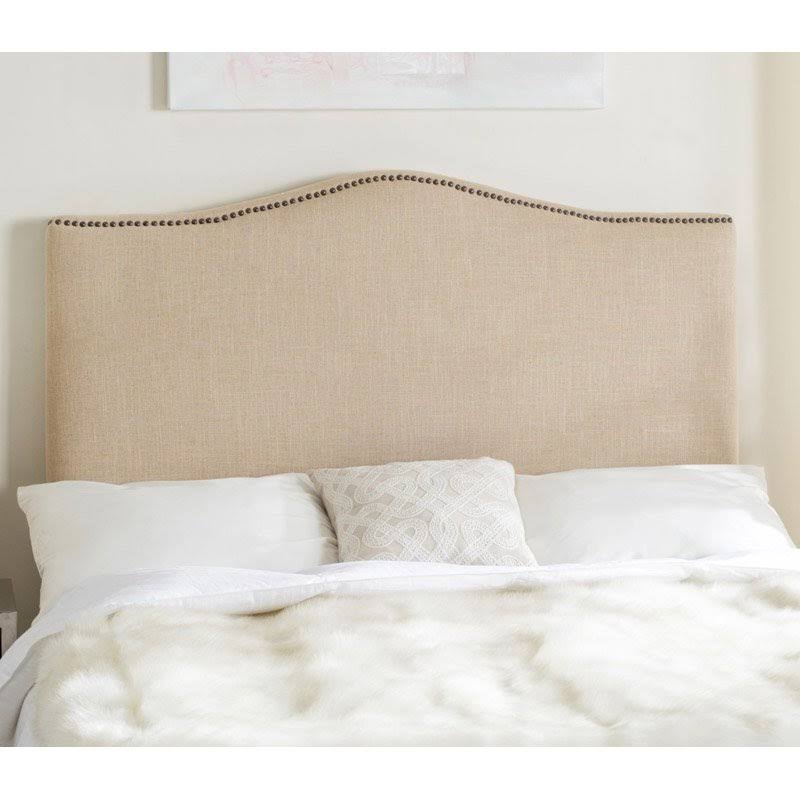 Taupe Brass Nailhead Headboard (Full) I750