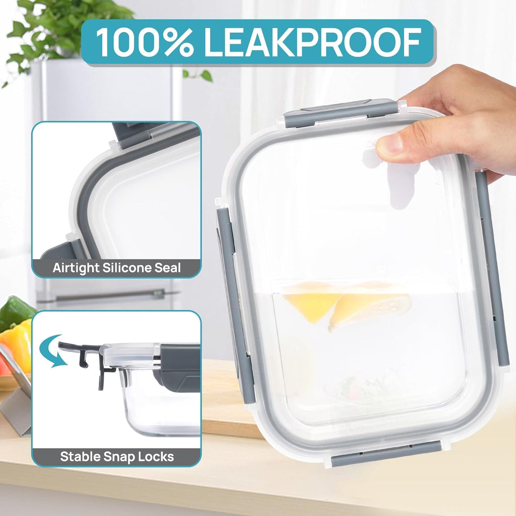 5 Pack 35oz Glass Food Storage Containers with Lids J96238
