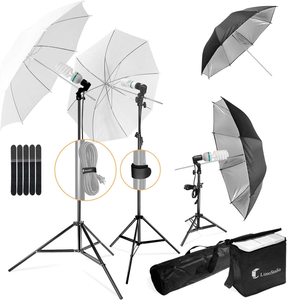700W Soft Continuous Lighting Kit with Umbrella Reflector and Carry Bag O1565