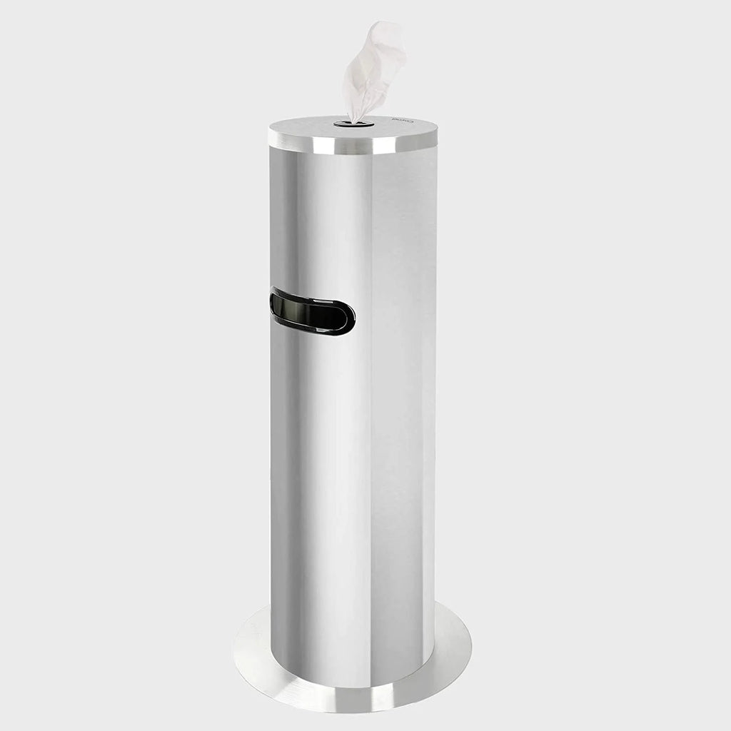 Stainless Steel Floor Standing Wipe Dispenser with Built-in Trash Receptacle A347