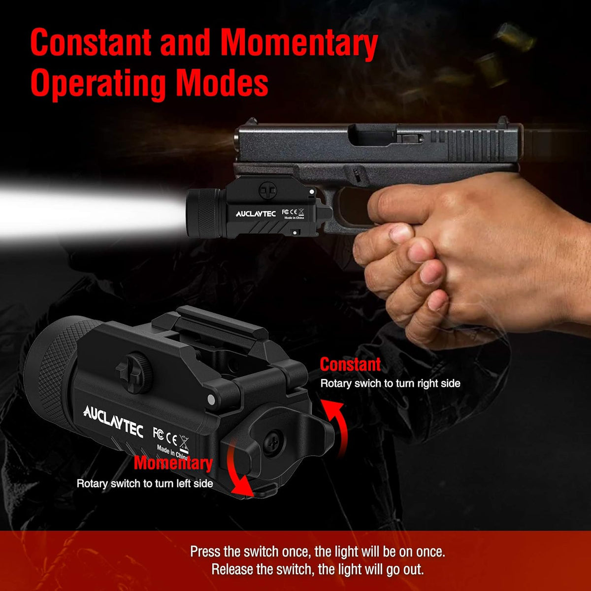 1200 Lumens Mounted Pistol Flashlight with Strobe Mode A363