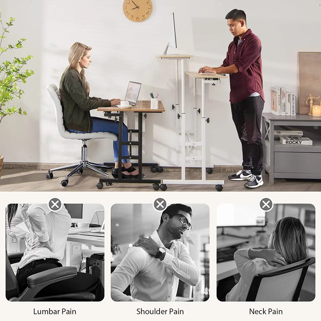 Mobile Standing Desk with Tilting Tabletop & Wheels L91923