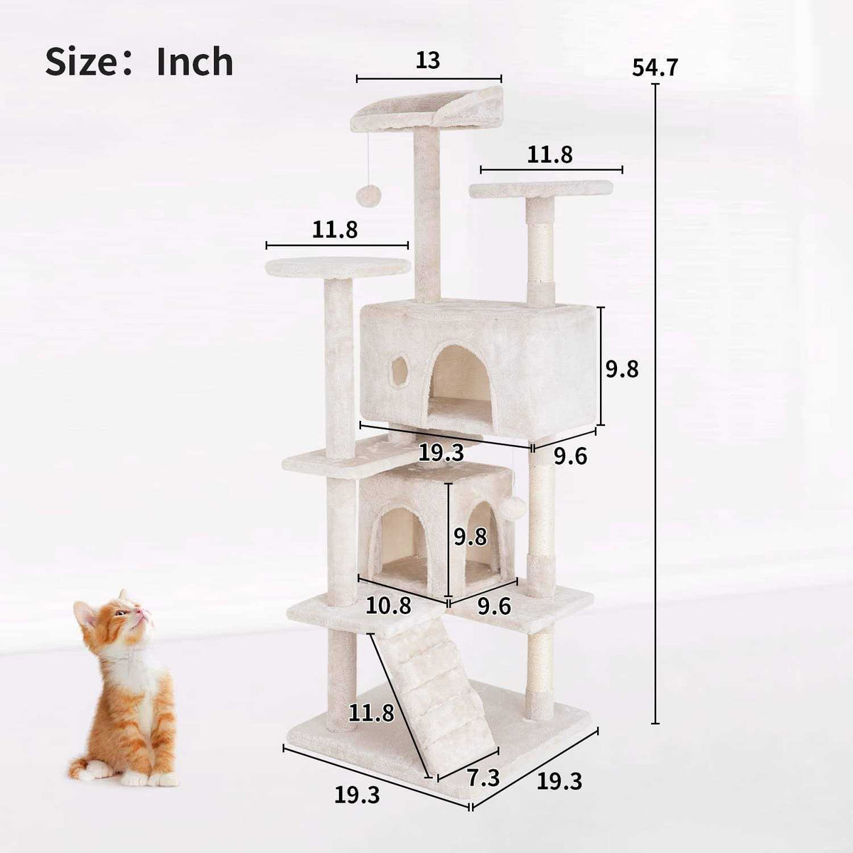 54in Multi-Level Cat Tree with Scratching Post Q847148