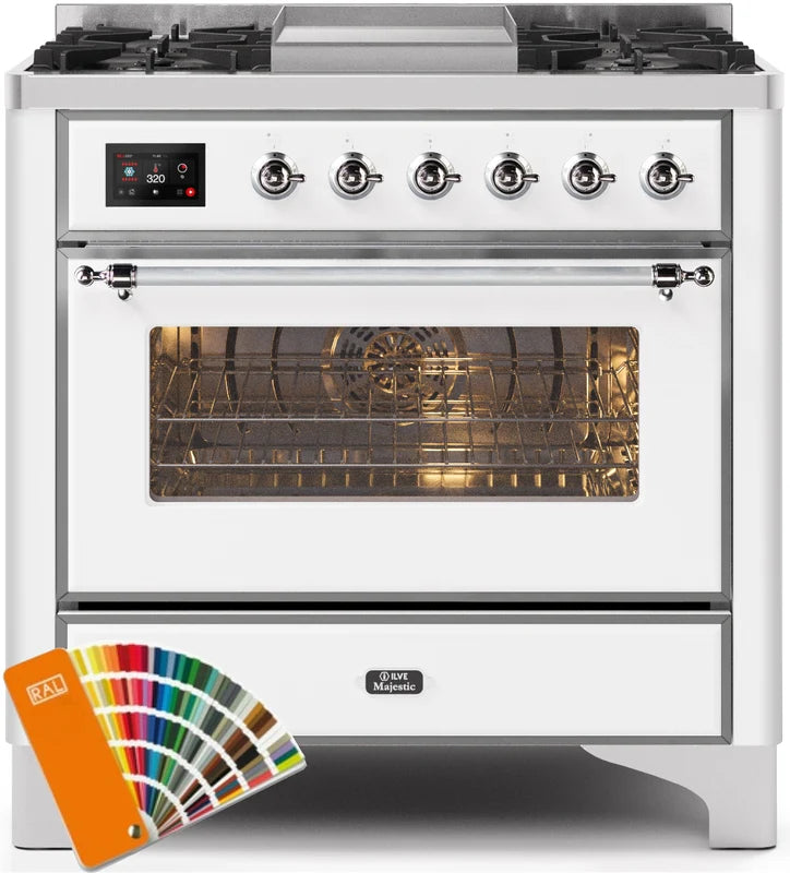 36 Dual Fuel Propane Gas Range with Chrome Trim D44642