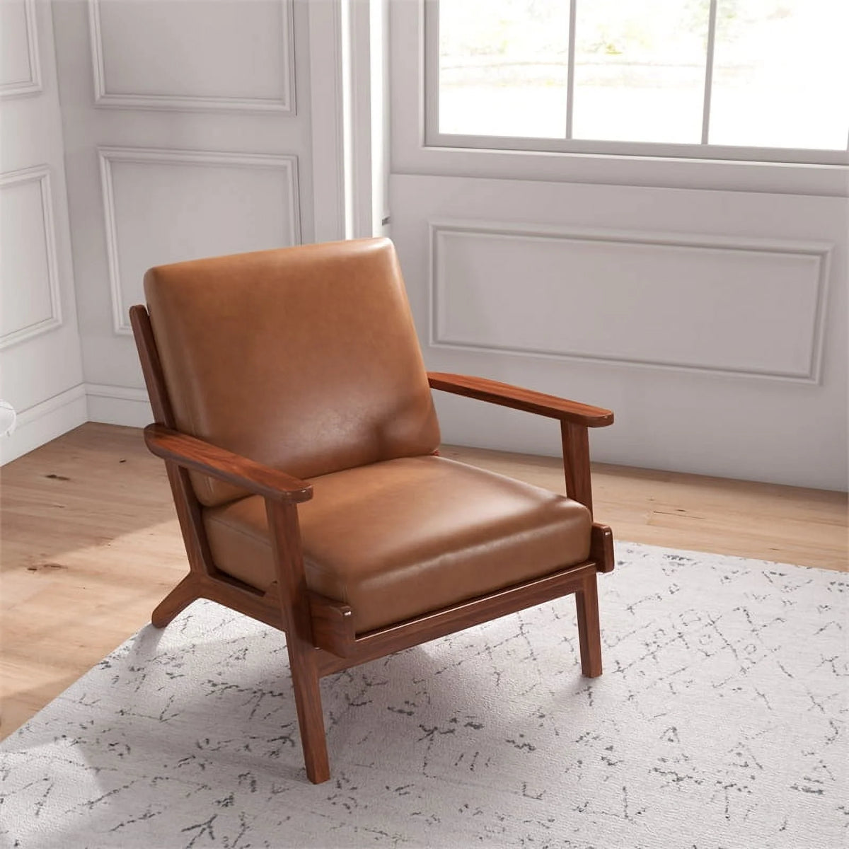 Brown Genuine Leather Accent Chair K667802
