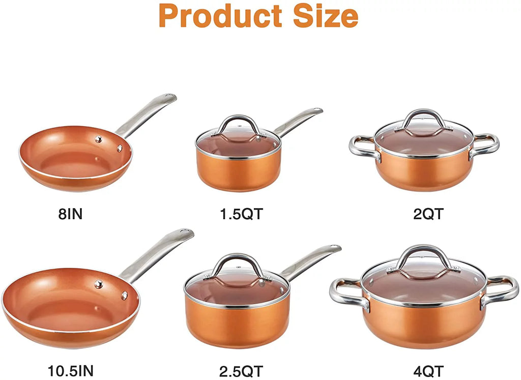 Nonstick Copper 5 Piece Aluminum Cookware Set R72885