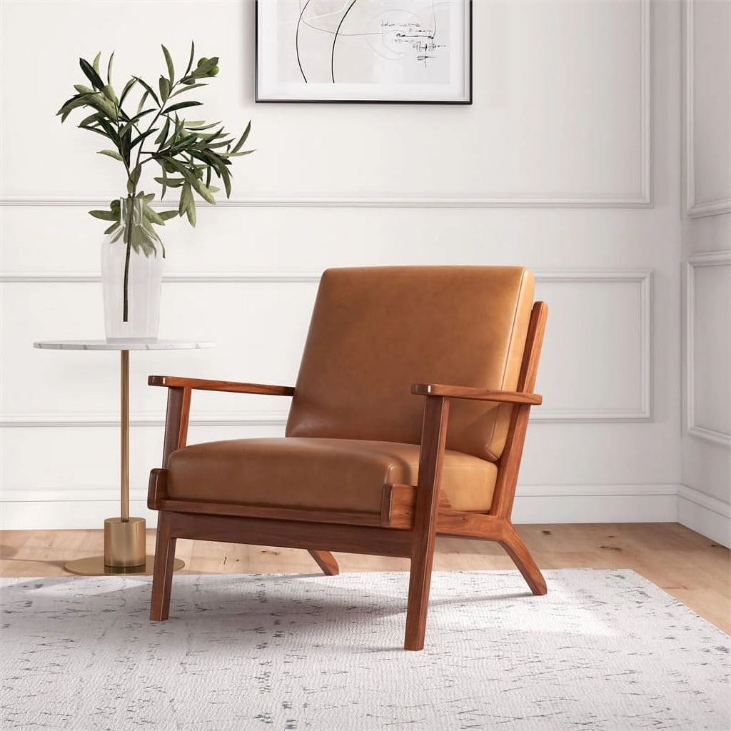 Brown Genuine Leather Accent Chair K667802