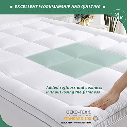 Twin XL Size Cooling Mattress Pad Cover Rayon from Bamboo Quilted Fitted Mattress Topper with 19 Inches Deep Pocket D870
