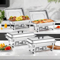 8 Quart Stainless Steel Chafer Buffet Set - 4 Pack H465