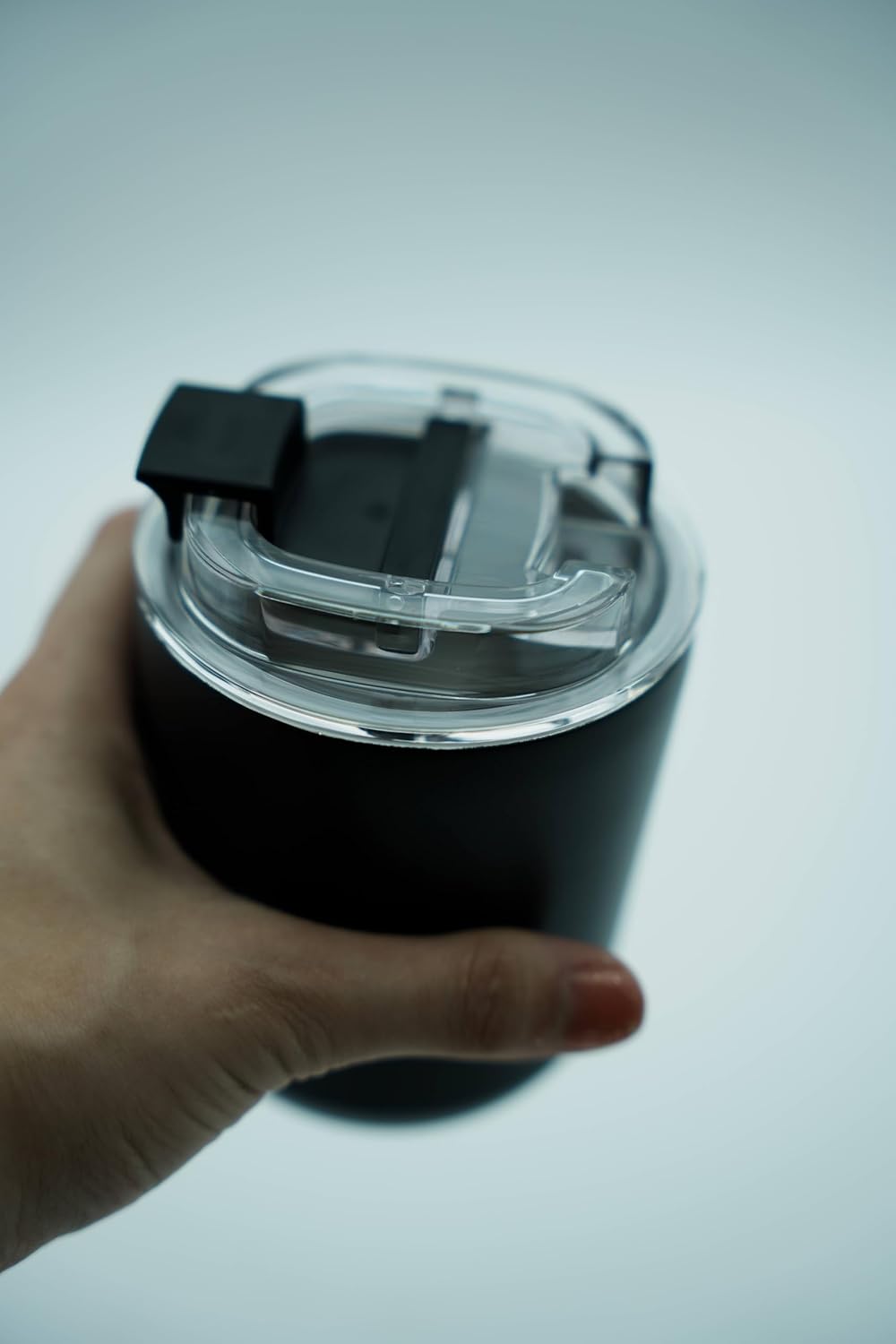 8.8oz stackable stainless steel vacuum insulated espresso cup with lid black W9329