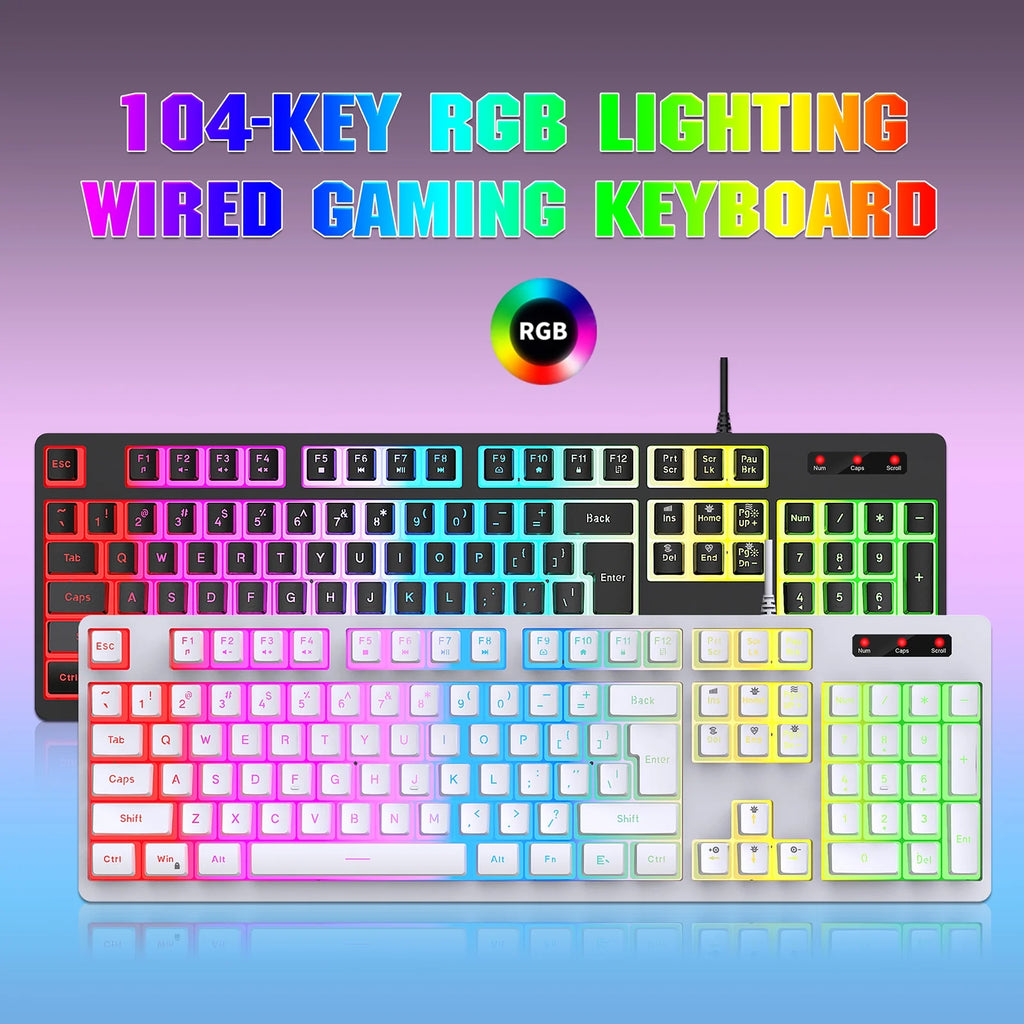RGB Backlit Mechanical Gaming Keyboard with ABS Pudding Keycaps P60379
