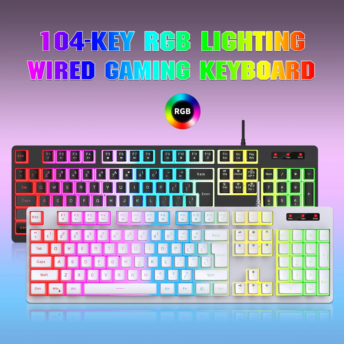 RGB Backlit Mechanical Gaming Keyboard with ABS Pudding Keycaps P60379