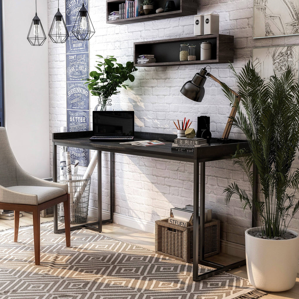 Black Industrial Computer Desk with USB Port J88040
