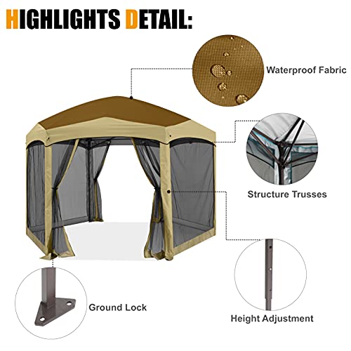 Camouflage 6 Sided Instant Screened Canopy Tent F358208