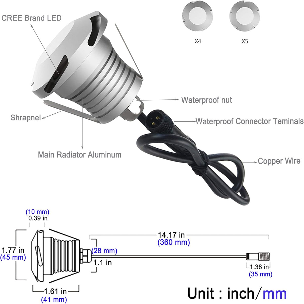 3W 12V-24V DC IP67 Waterproof Aluminum LED In-Ground Well Light C2715
