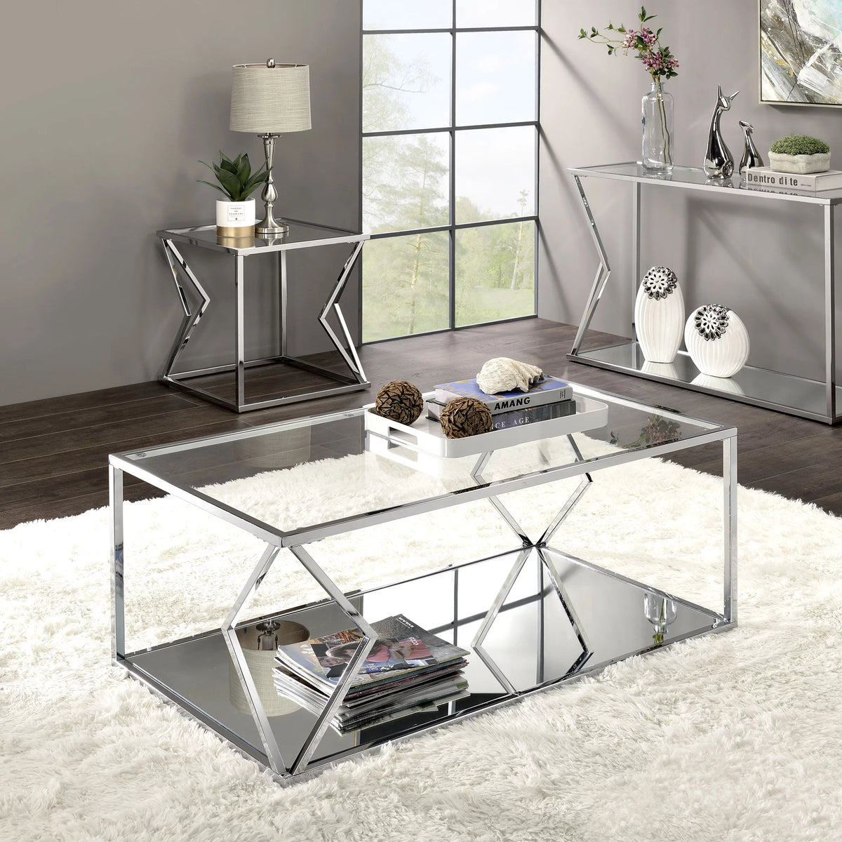 Glass Top Rectangular Coffee Table Y33951