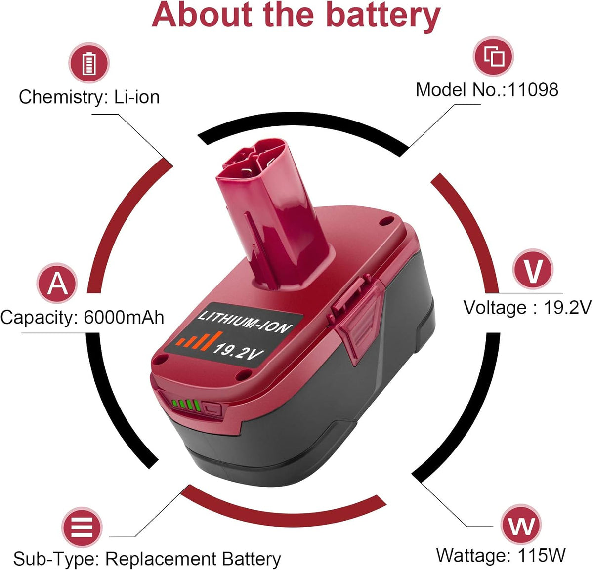 6000mAh 19.2V Lithium Battery (2 Packs) S327010