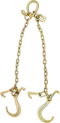 5/16'' x 3' G70 V-Chain Bridle with 8" Medium J Hooks, T-Hook & J-Hook with Grab Hooks, 4700 lbs WLL, Pack of 2 D2682