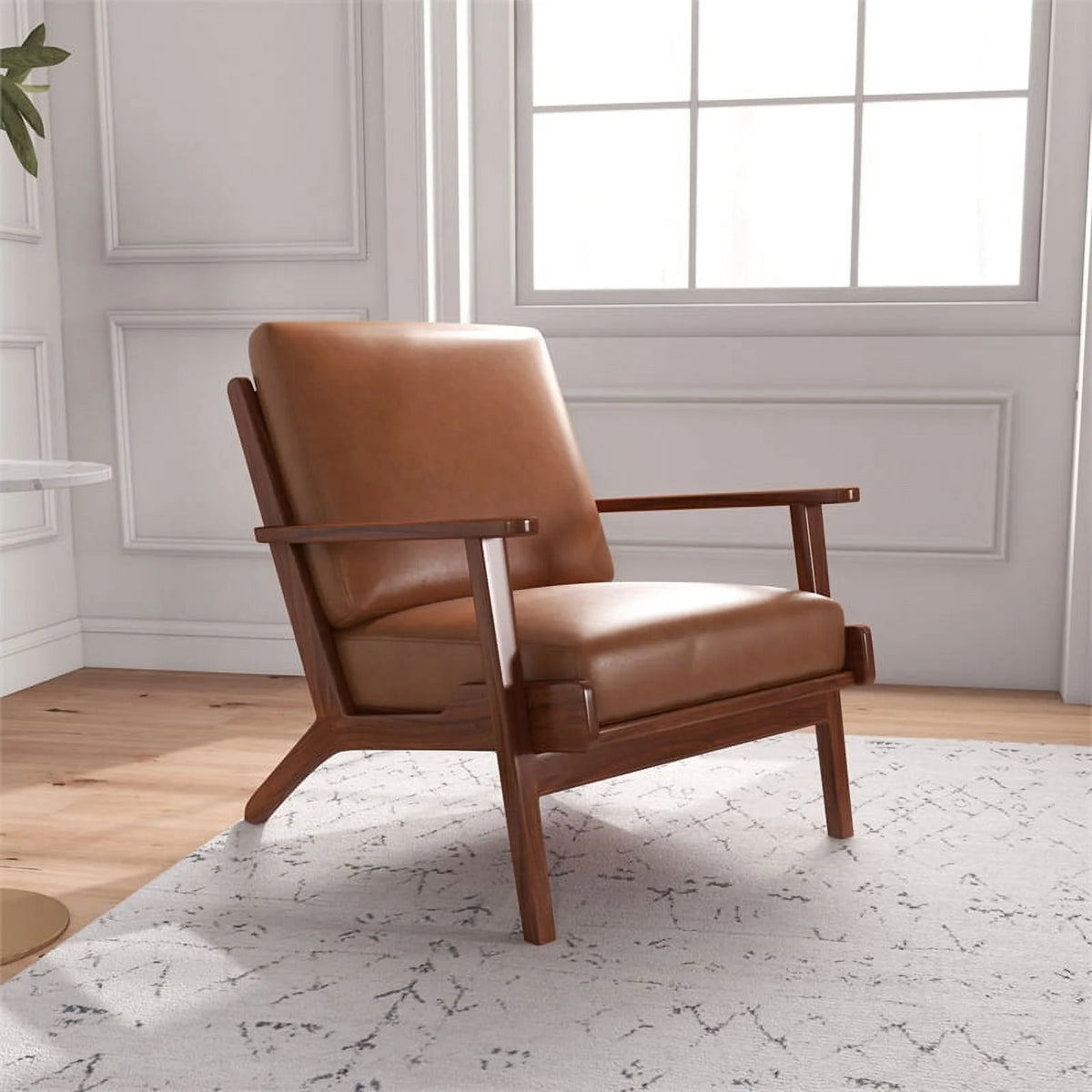 Brown Genuine Leather Accent Chair K667802