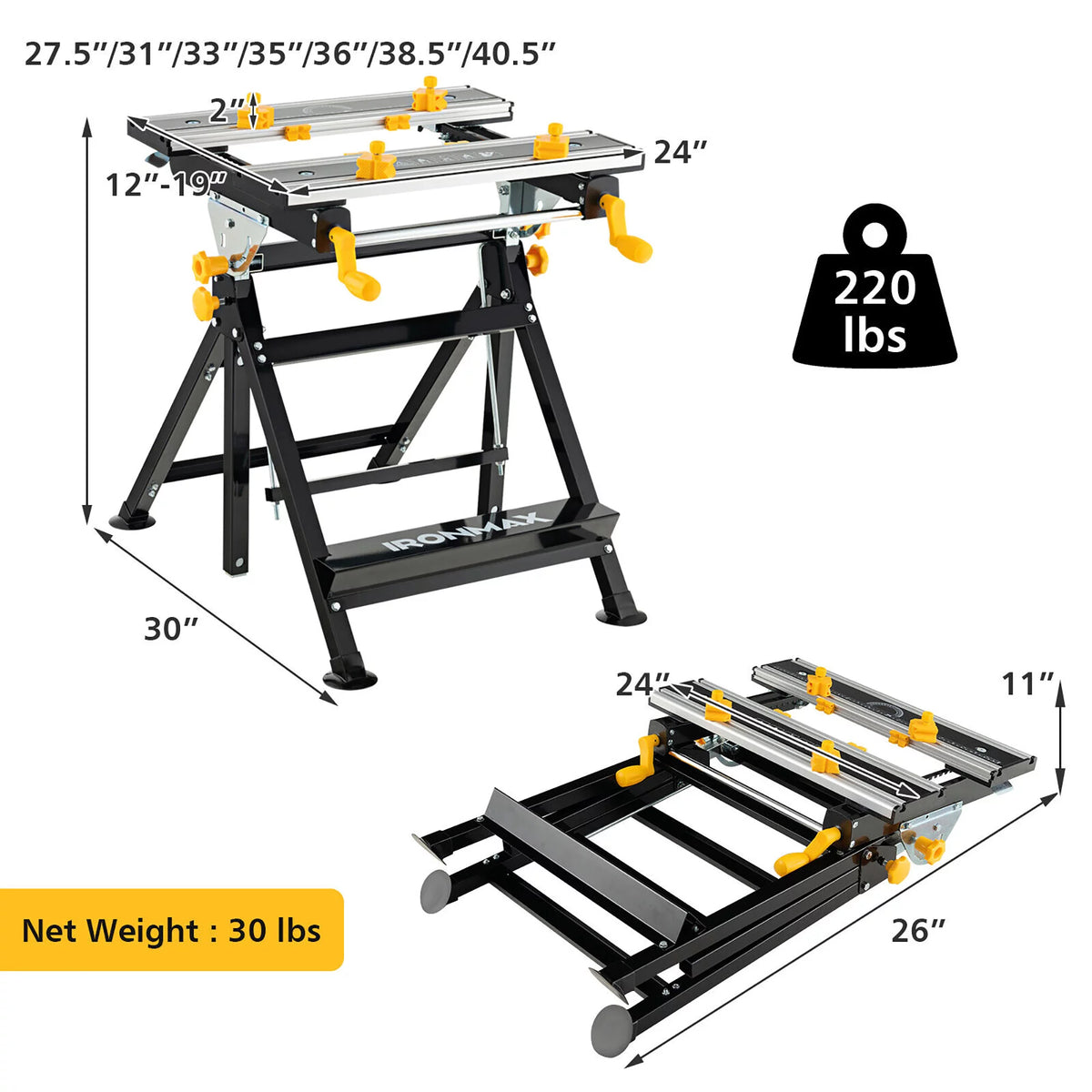 Folding Portable Workbench with Adjustable Height P6424