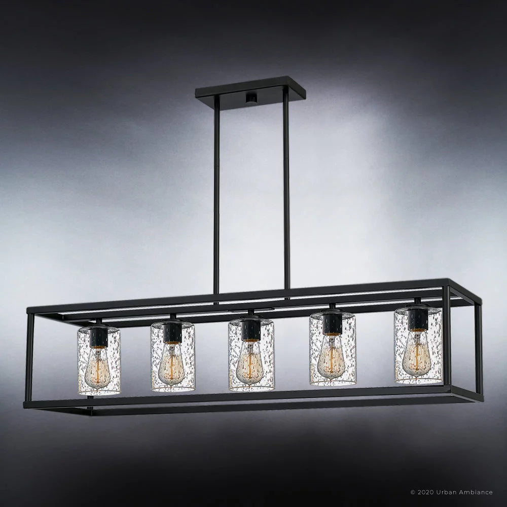 Black Bronze Clear Seedy Glass Chandelier U8881