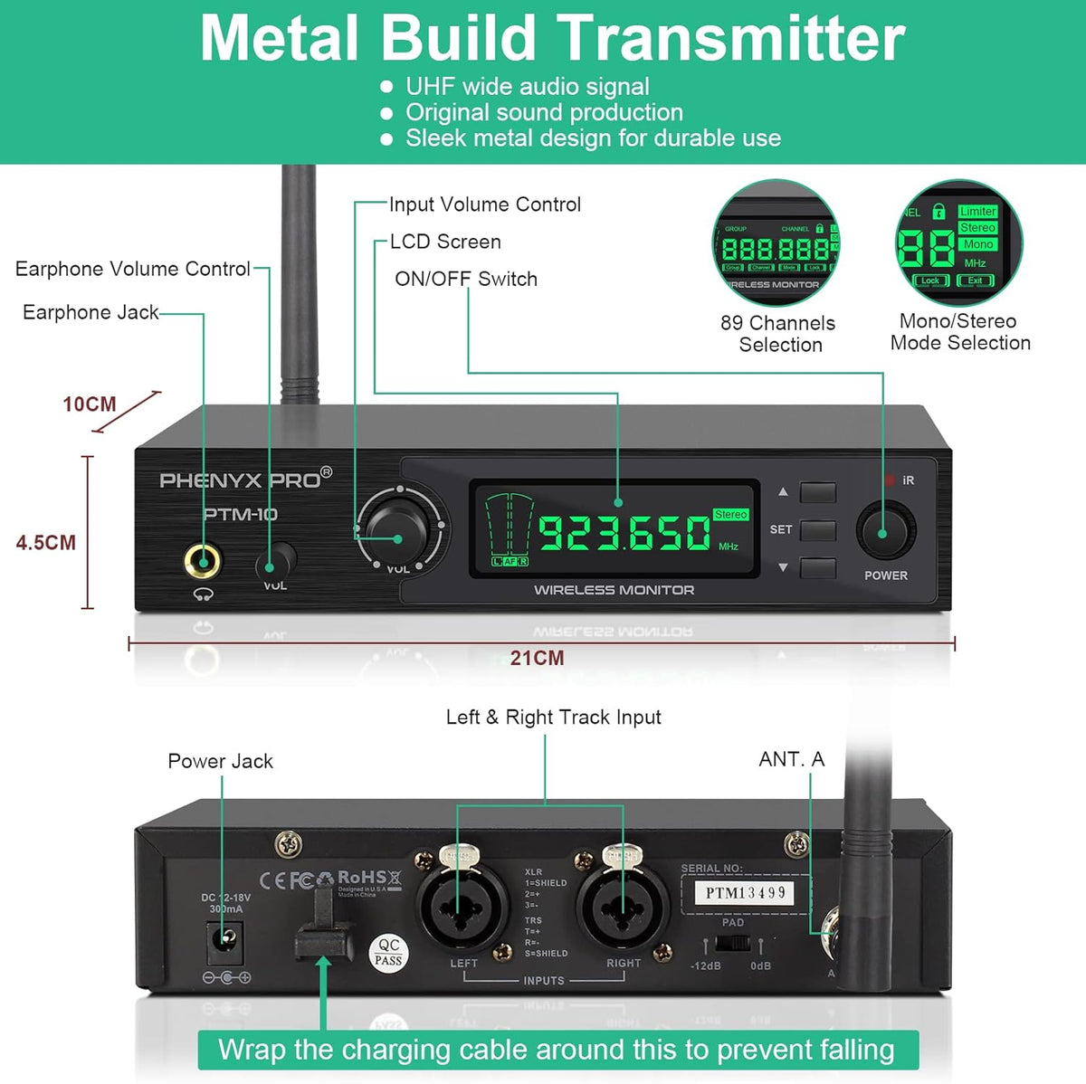 UHF Stereo Wireless In Ear Monitor System, Rack Mountable D81343