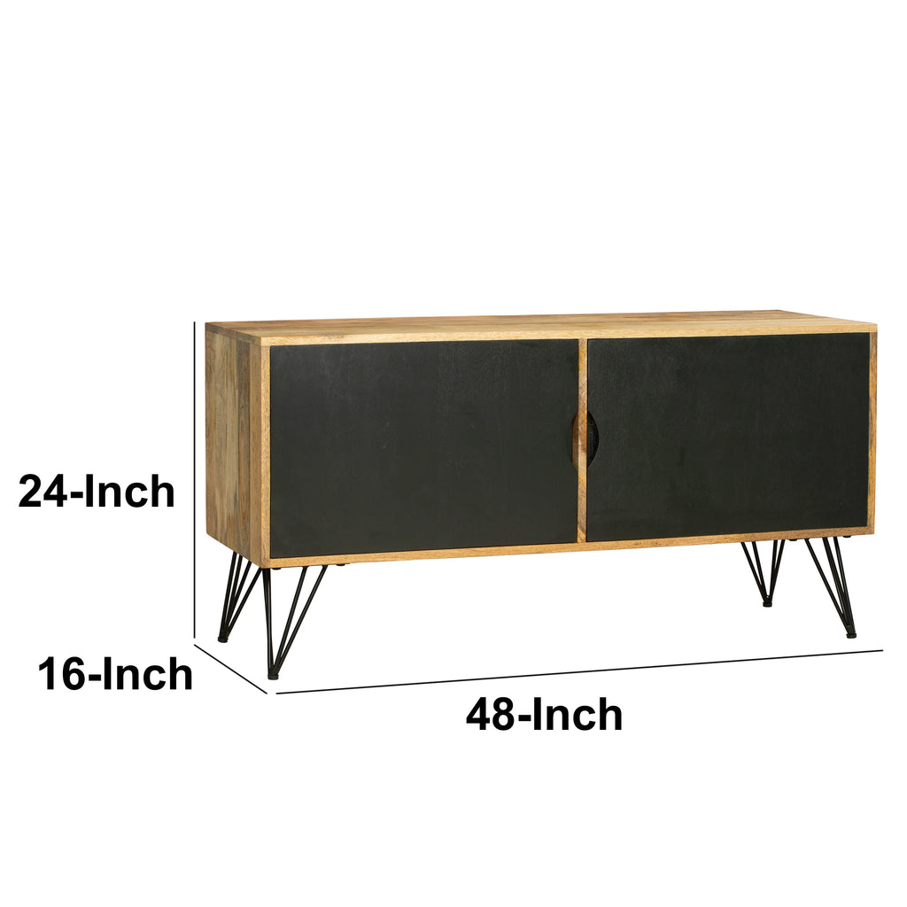 Oak Brown and Black TV Entertainment Unit with 2 Doors M785831
