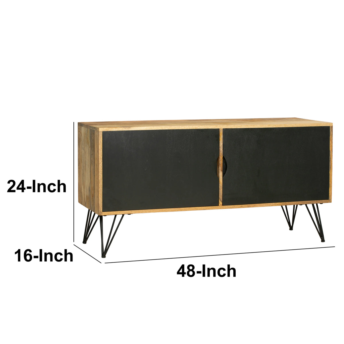 Oak Brown and Black TV Entertainment Unit with 2 Doors M785831