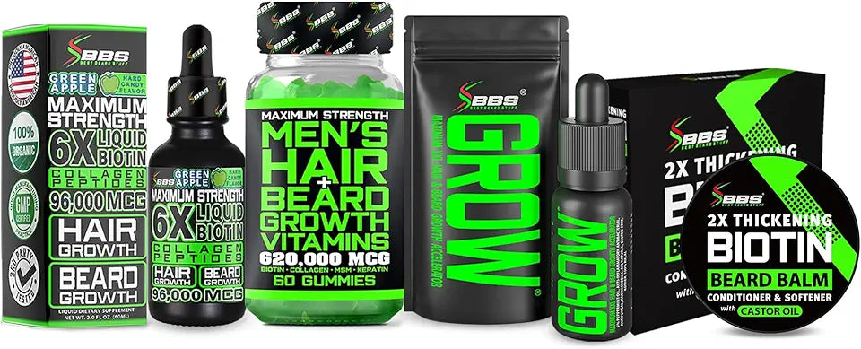 Biotin Beard Balm and Beard Growth Vitamins and Oil Kit Z346