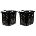 Black 2 Bushel Plastic Laundry Basket with Handles, 2 Pack K9260