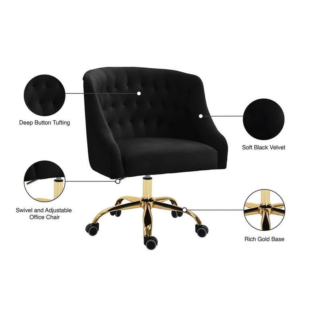 Black Velvet Swivel Adjustable Office Chair P105905