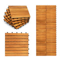 10 PCS Waterproof Acacia Wood Patio Tiles, 12”x12” (10sq.ft per Box) V22202