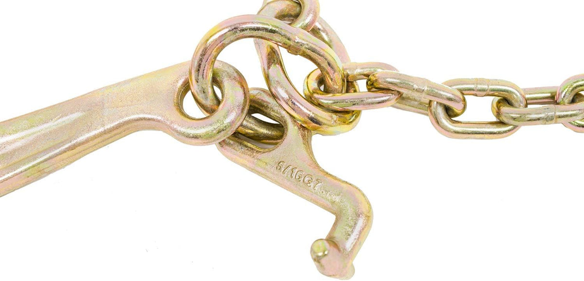 5/16'' x 3' G70 V-Chain Bridle with 8" Medium J Hooks, T-Hook & J-Hook with Grab Hooks, 4700 lbs WLL, Pack of 2 D2682