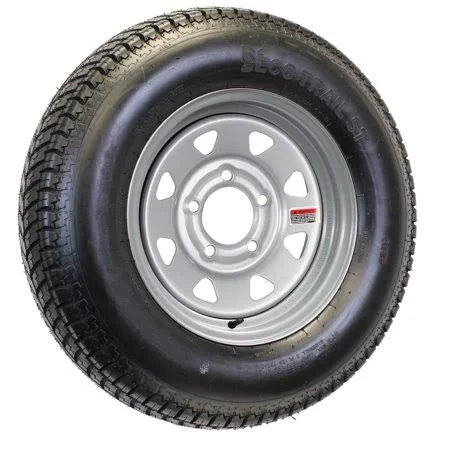 Mounted Radial Trailer Tire on Rim St205/75r15 Load C 5 Lug Silver Spoke D63076