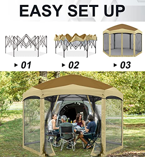 Camouflage 6 Sided Instant Screened Canopy Tent F358208