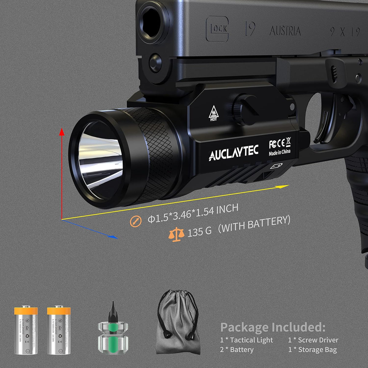 1200 Lumens Mounted Pistol Flashlight with Strobe Mode A363