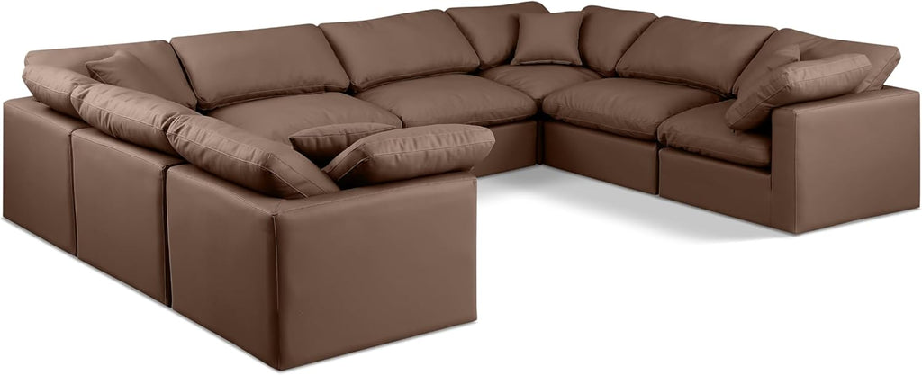 Brown Vegan Leather Sectional G565