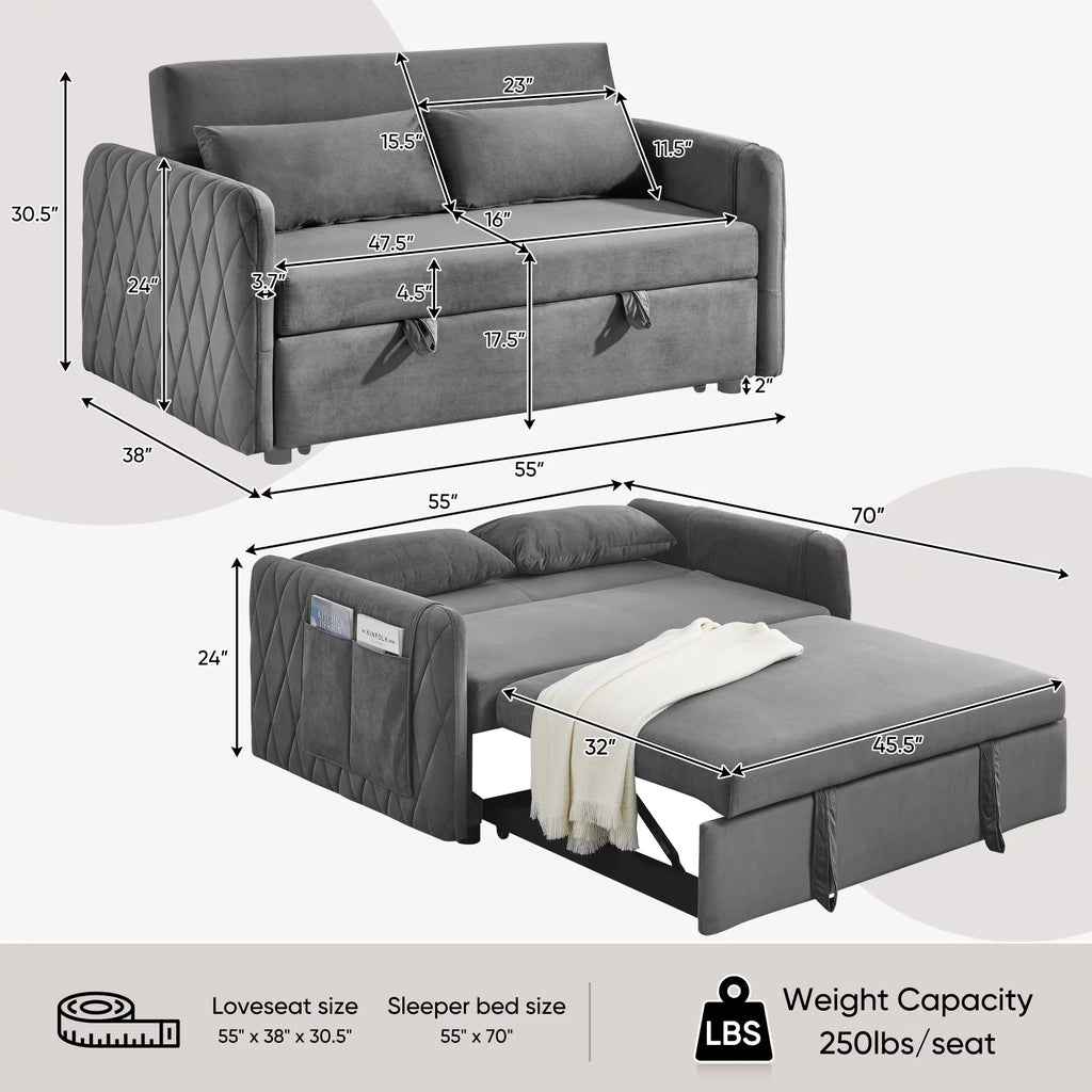 Gray 2-Seat Futon Sofa Bed X4989