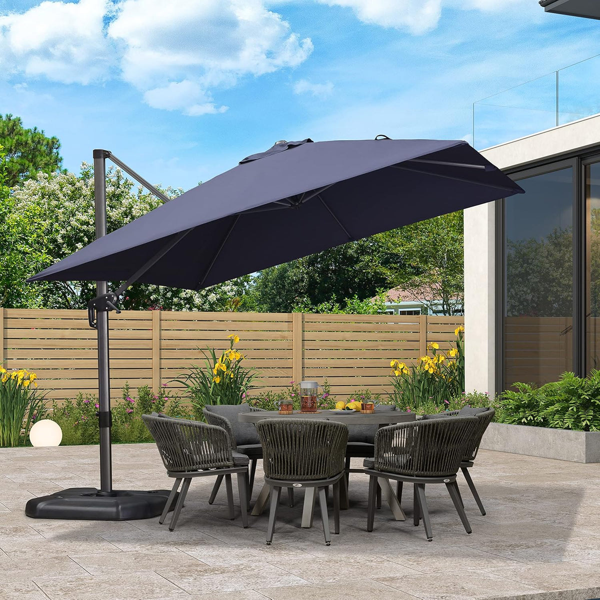 8 Feet Beige Cantilever Square Patio Umbrella R90088