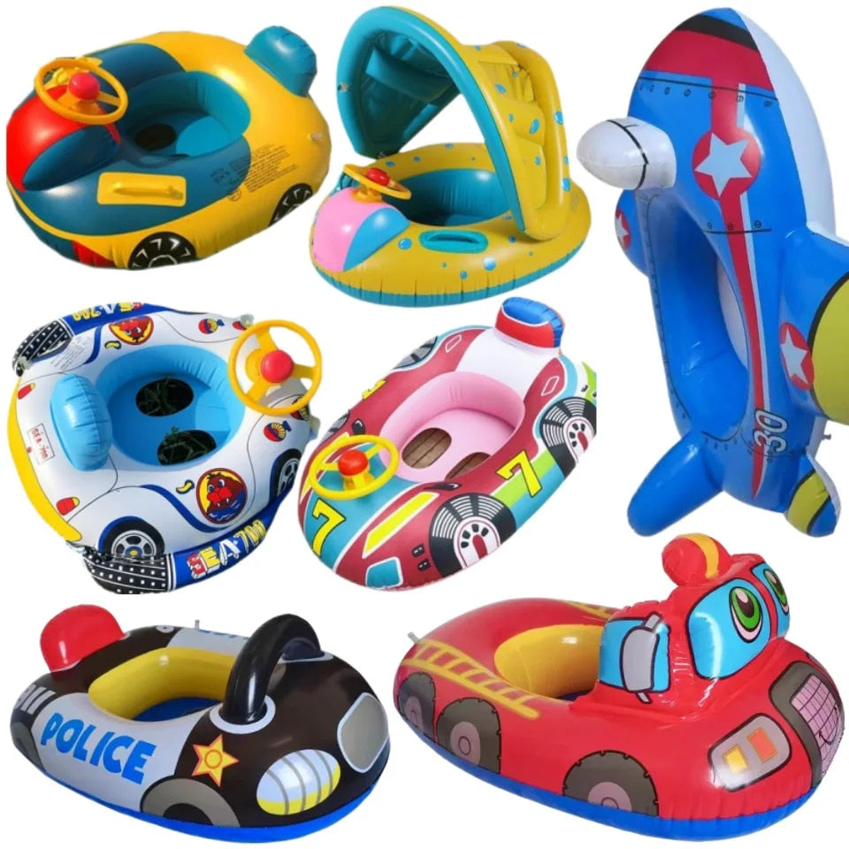 Inflatable Baby Swimming Rings Seat Sun Shade Toddler Swim Circle Water Toys B833129