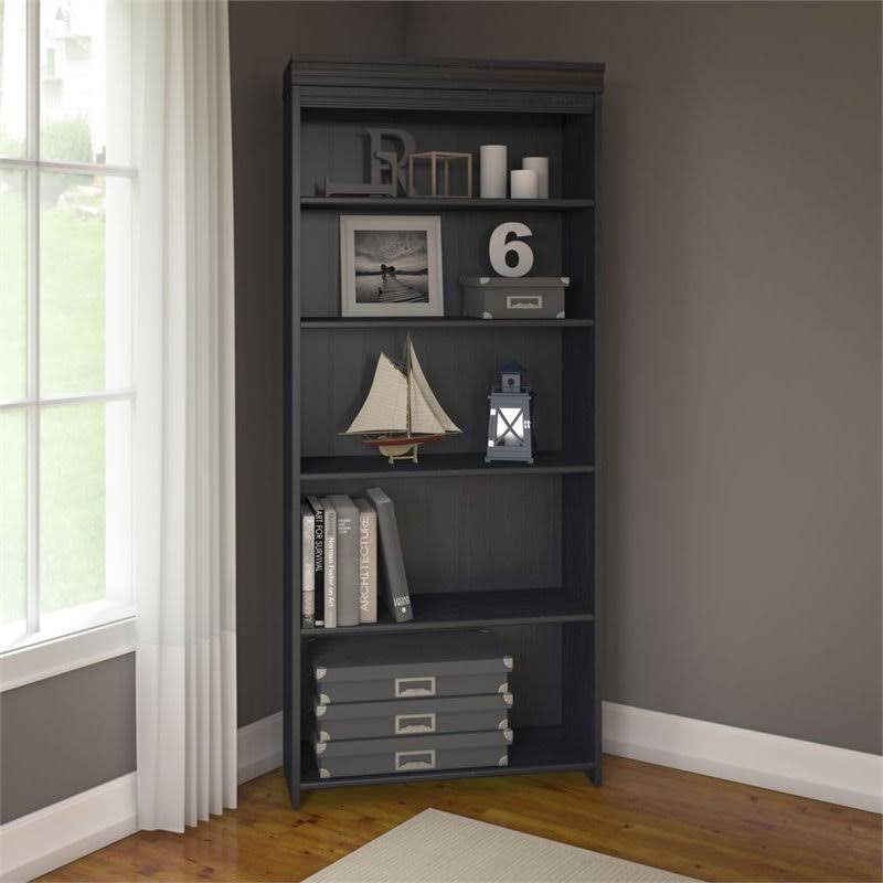5 Shelf Bookcase in Antique Black X293113