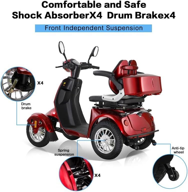 Red 4 Wheel Electric Mobility Scooter M17216