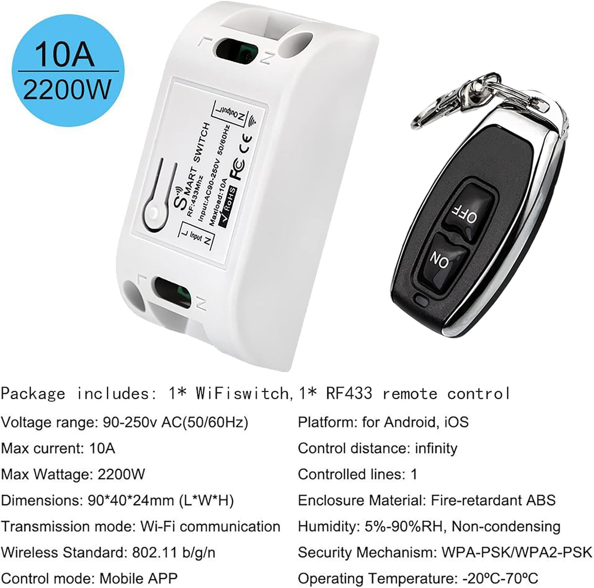 WiFi RF433 Remote Control 2P Dual Power Automatic Transfer Switch 16-100A Din Rail Mounted I350042