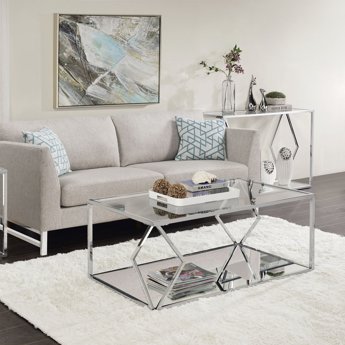 Glass Top Rectangular Coffee Table Y33951