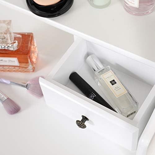 White Vanity Mirror Table Set with Stool E828839