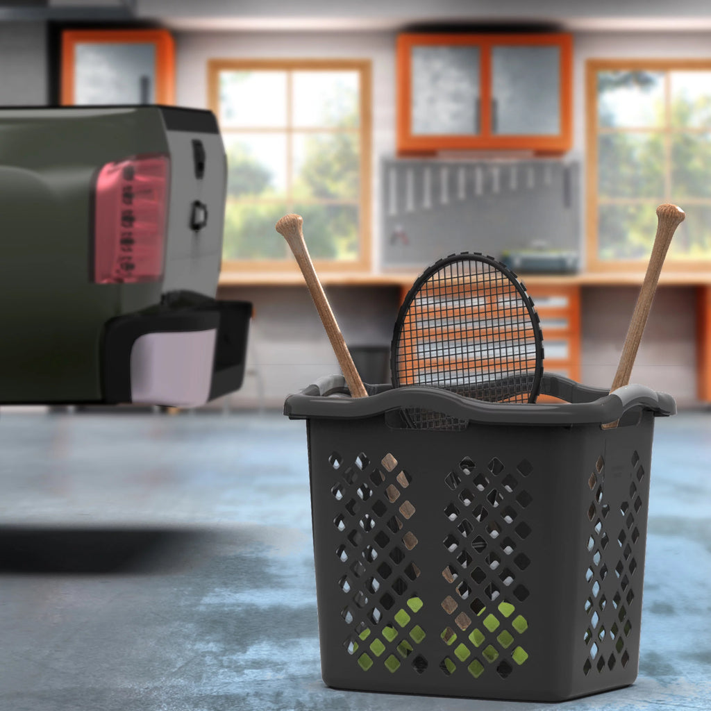 Black 2 Bushel Plastic Laundry Basket with Handles, 2 Pack K9260