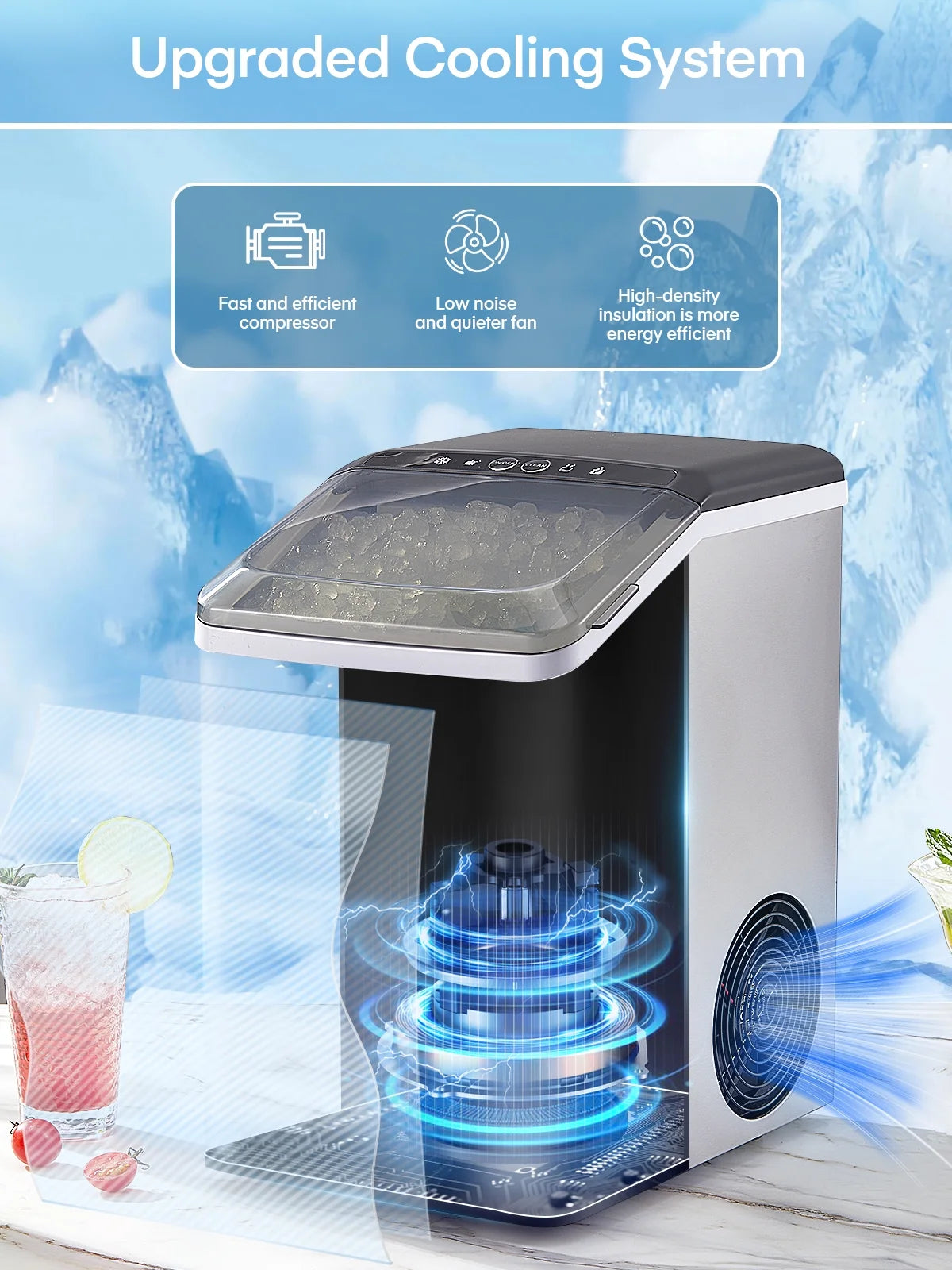 Stainless Steel Countertop Pellet Ice Maker W1947